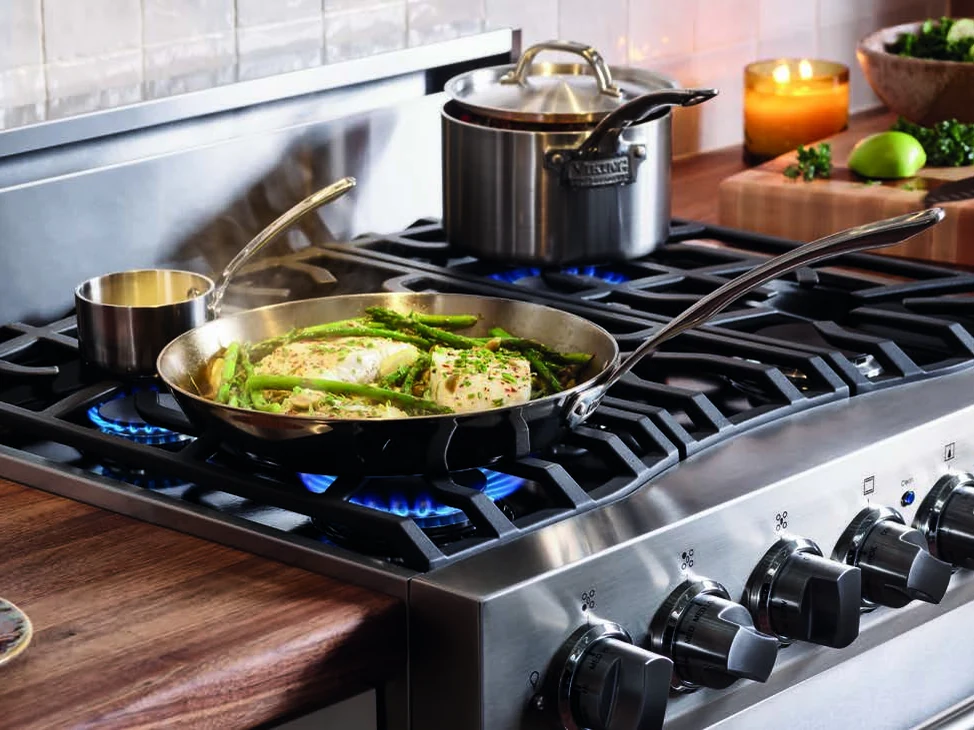 Rangetop Viking a gás em uso
