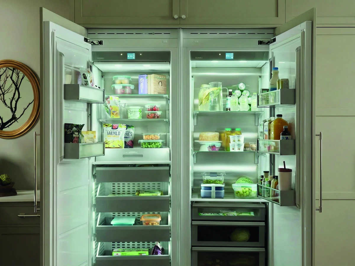 Refrigerador e freezer Viking de coluna abertos